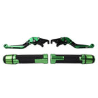 Green Extendable Brake Clutch Levers Grip Set for Kawasaki ZX6R (2005-2023)
