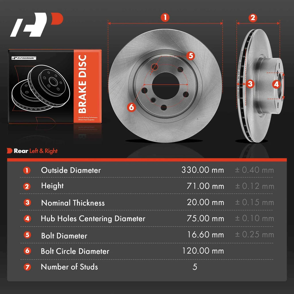 Rear Disc Brake Rotors for BMW X3 X4 (2011–2018) 330mm