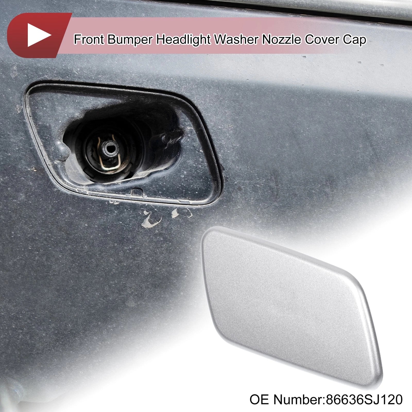 Front Right Washer Nozzle Cover Cap for Subaru Forester (2018–2021) Silver Tone