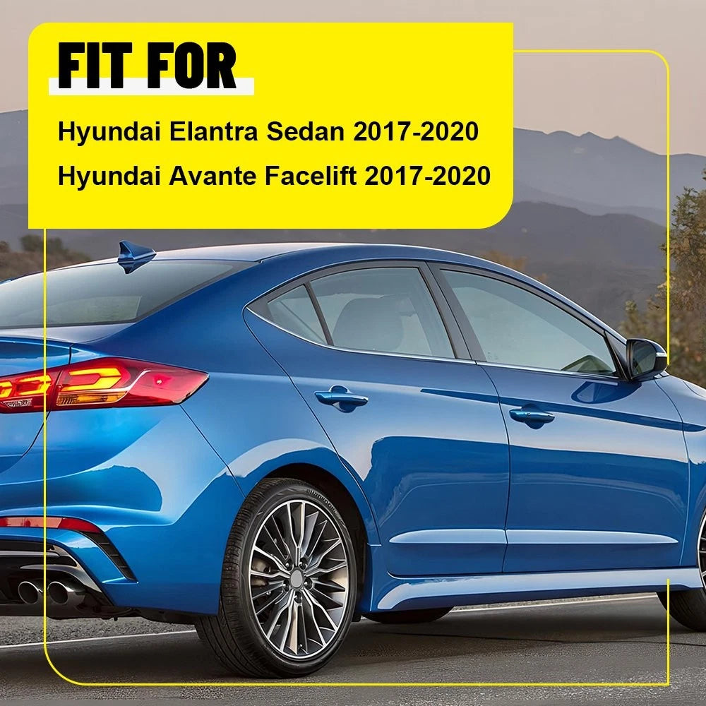 Set of 8 Black Window Door Pillar Post Covers for Hyundai Elantra (2017–2020)