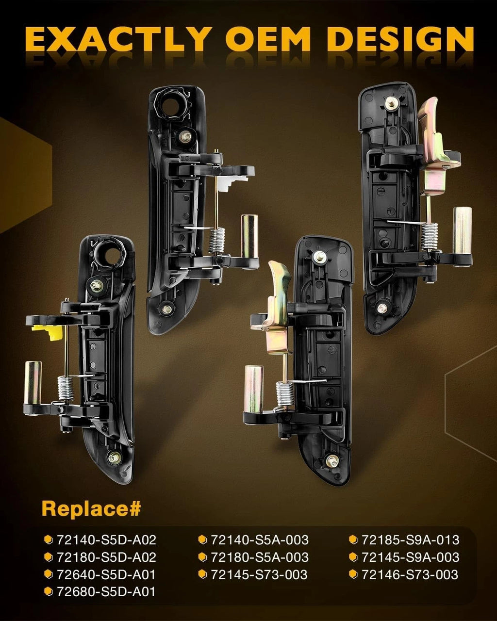 4X Door Handles w/ Lock Cylinder & Key for Honda Civic (2001–2005)