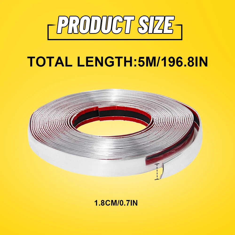 Chrome Trim Molding Strip for Car Door Window Bumper (16ft)