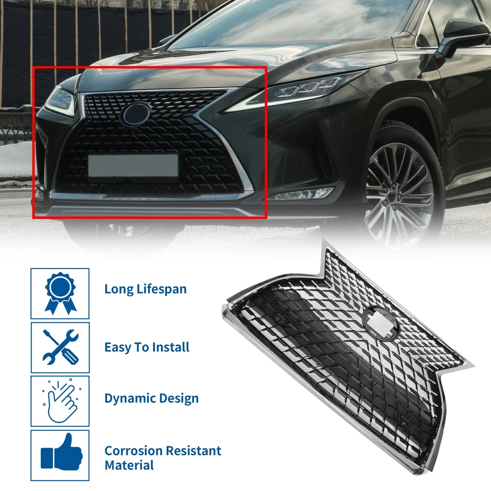 Front Hood Bumper Grille for Lexus RX 350 F Sport (2020–2022) No. 531010E410