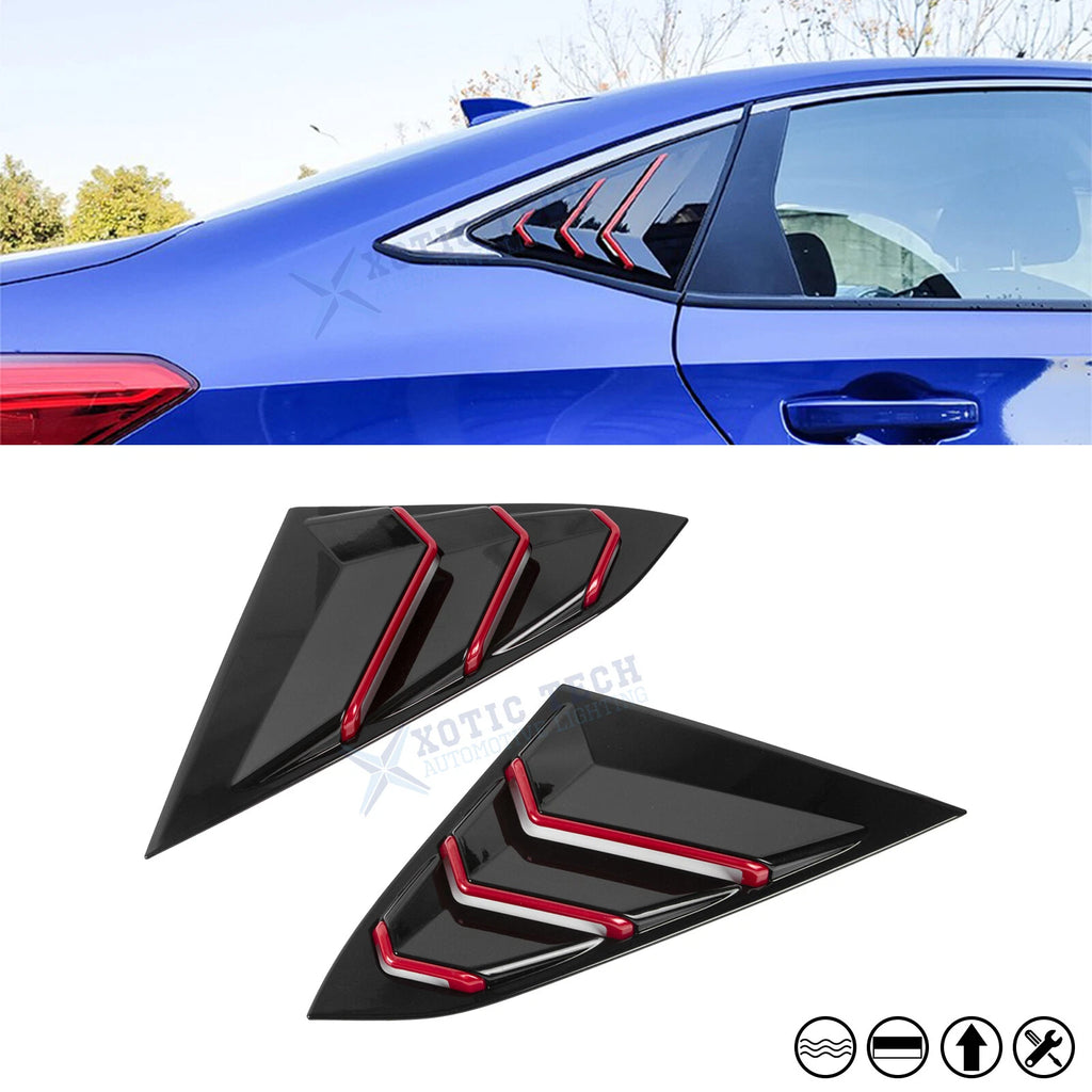 Side Air Vent Window Louver Glossy Black for Honda Civic (2016–2021)