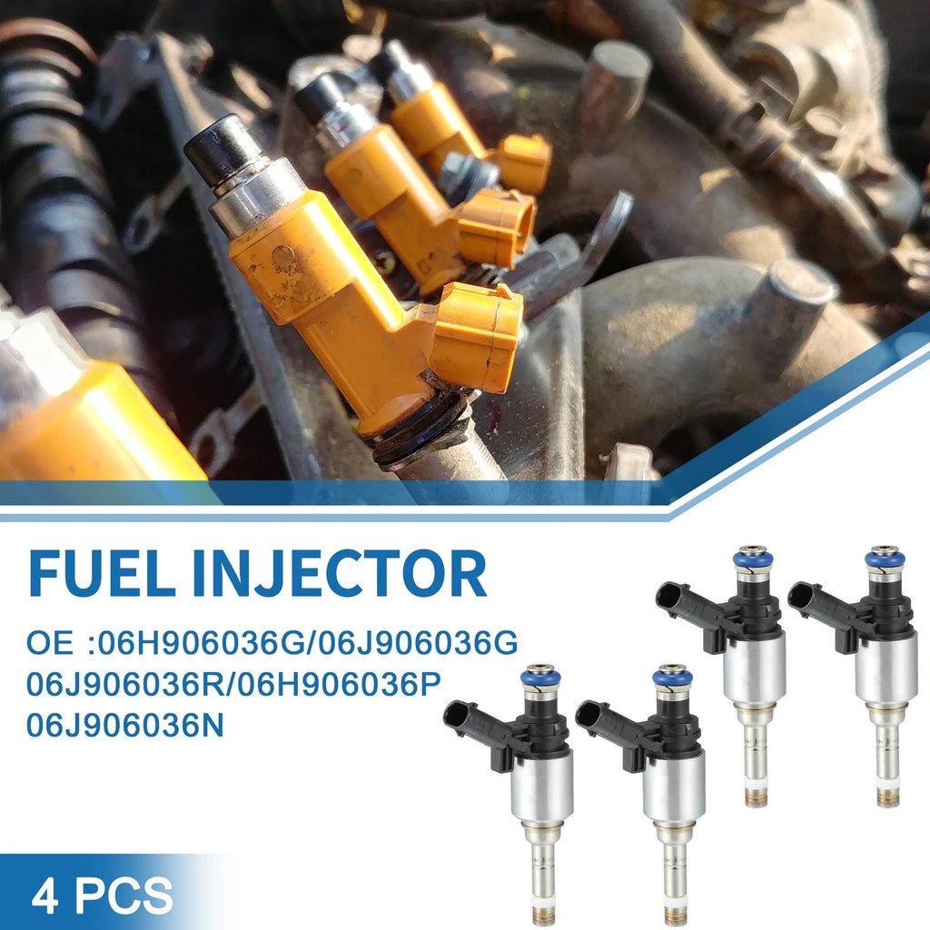 Set of 4 Fuel Injectors No. 06H906036G/06J906036N for VW Tiguan 2.0 TFSI (2007–2018)