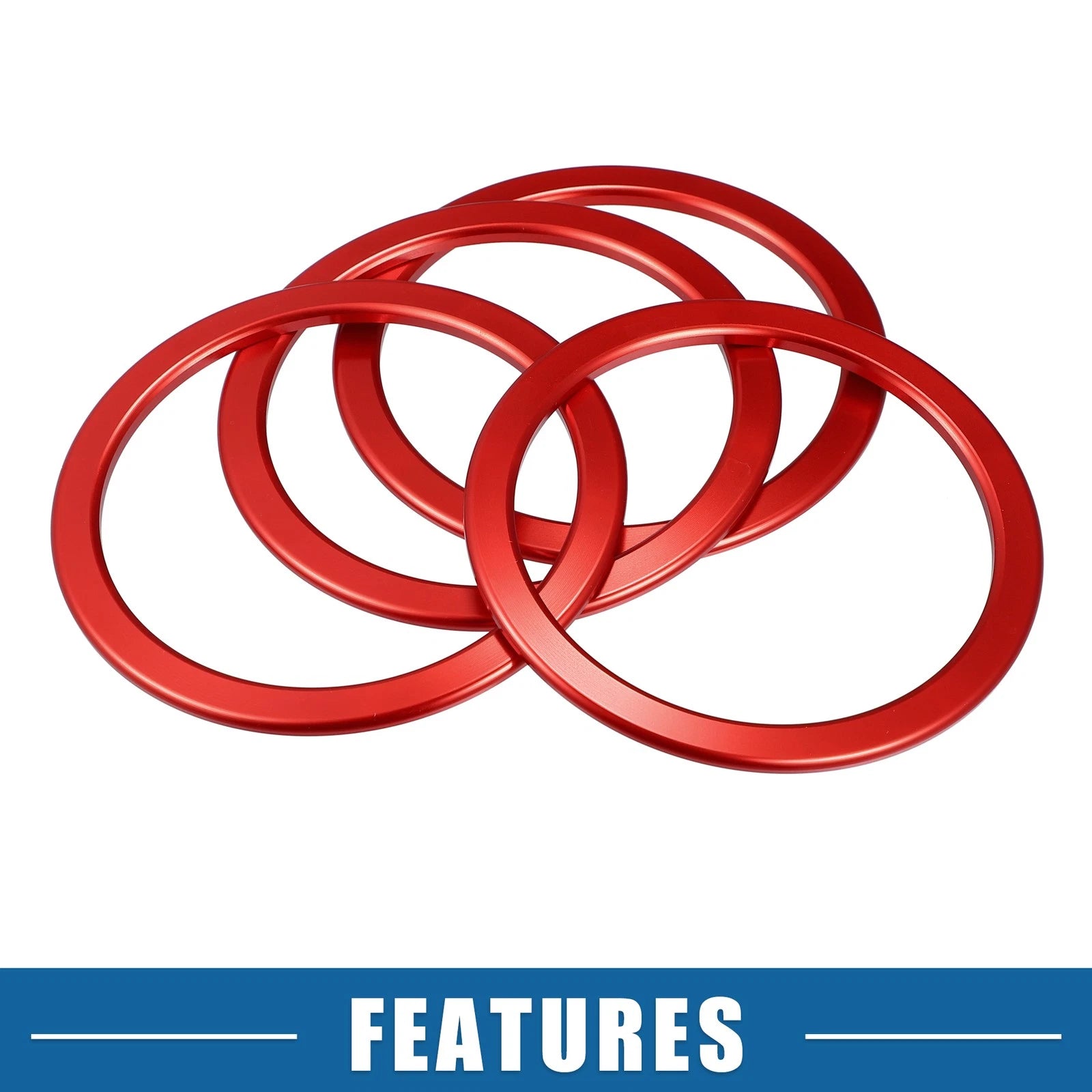 Set of 4 AC Air Vent Outlet Cover Ring Trim for Toyota Tundra (2014–2021) Red
