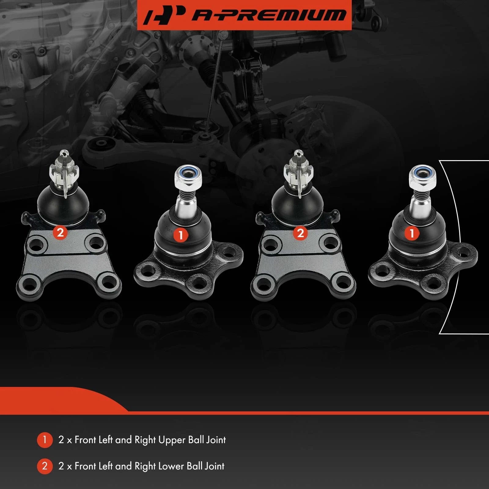 Set of 4 Front Upper & Lower Ball Joints for Chevy Colorado GMC Canyon (2004–2012)