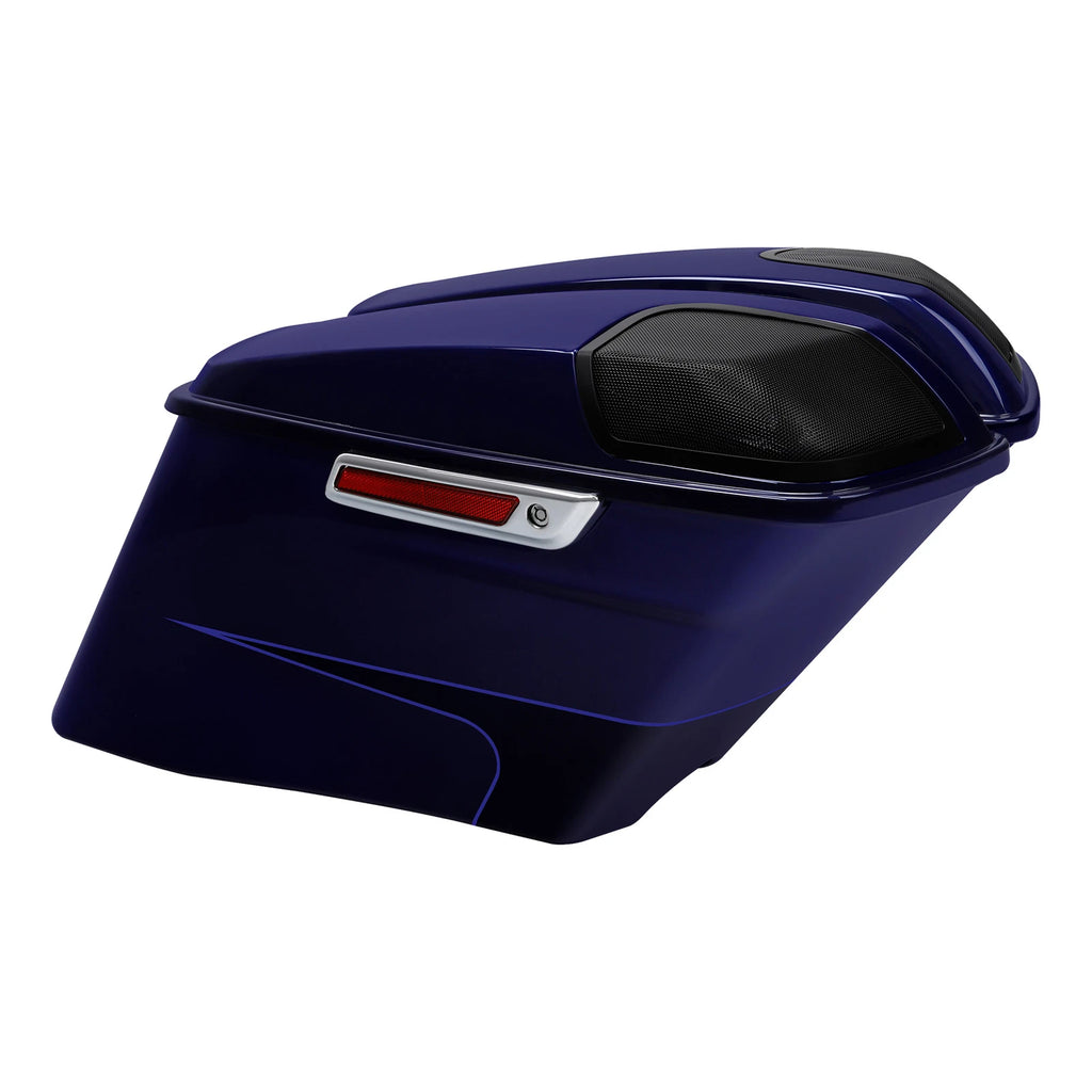 4" Stretched Saddlebags for Harley Road Glide (2014–Present) Zephyr Blue/Black Sunglo
