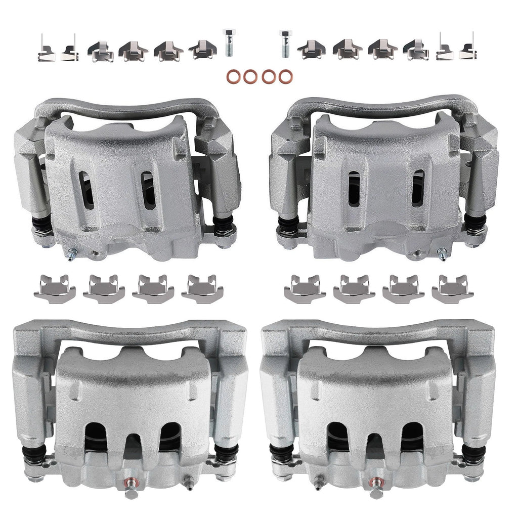 Set of 4 Rear Front Brake Calipers with Bracket for Ford F-250 F-350 (2008–2012)