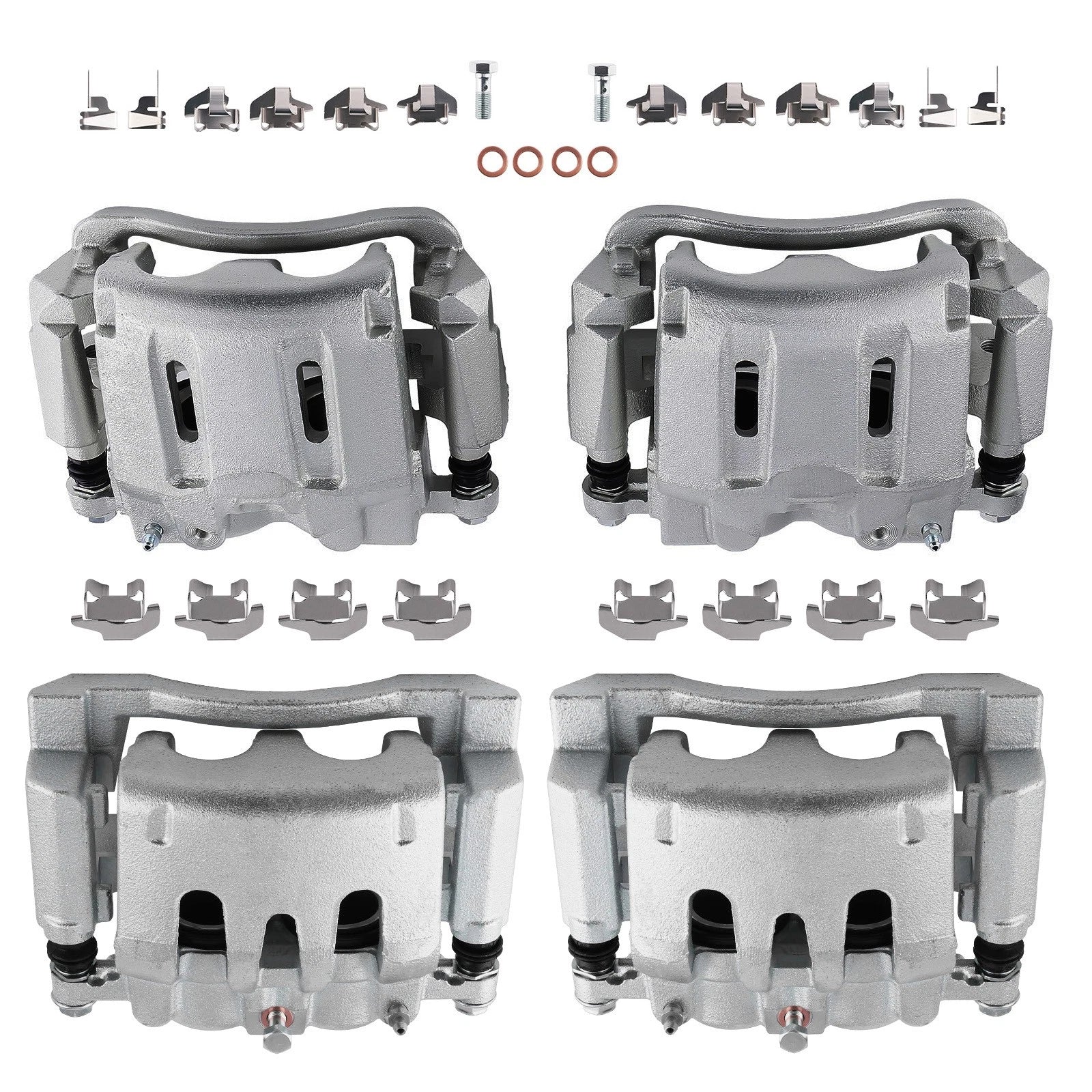 Set of 4 Rear Front Brake Calipers with Bracket for Ford F-250 F-350 (2008–2012)