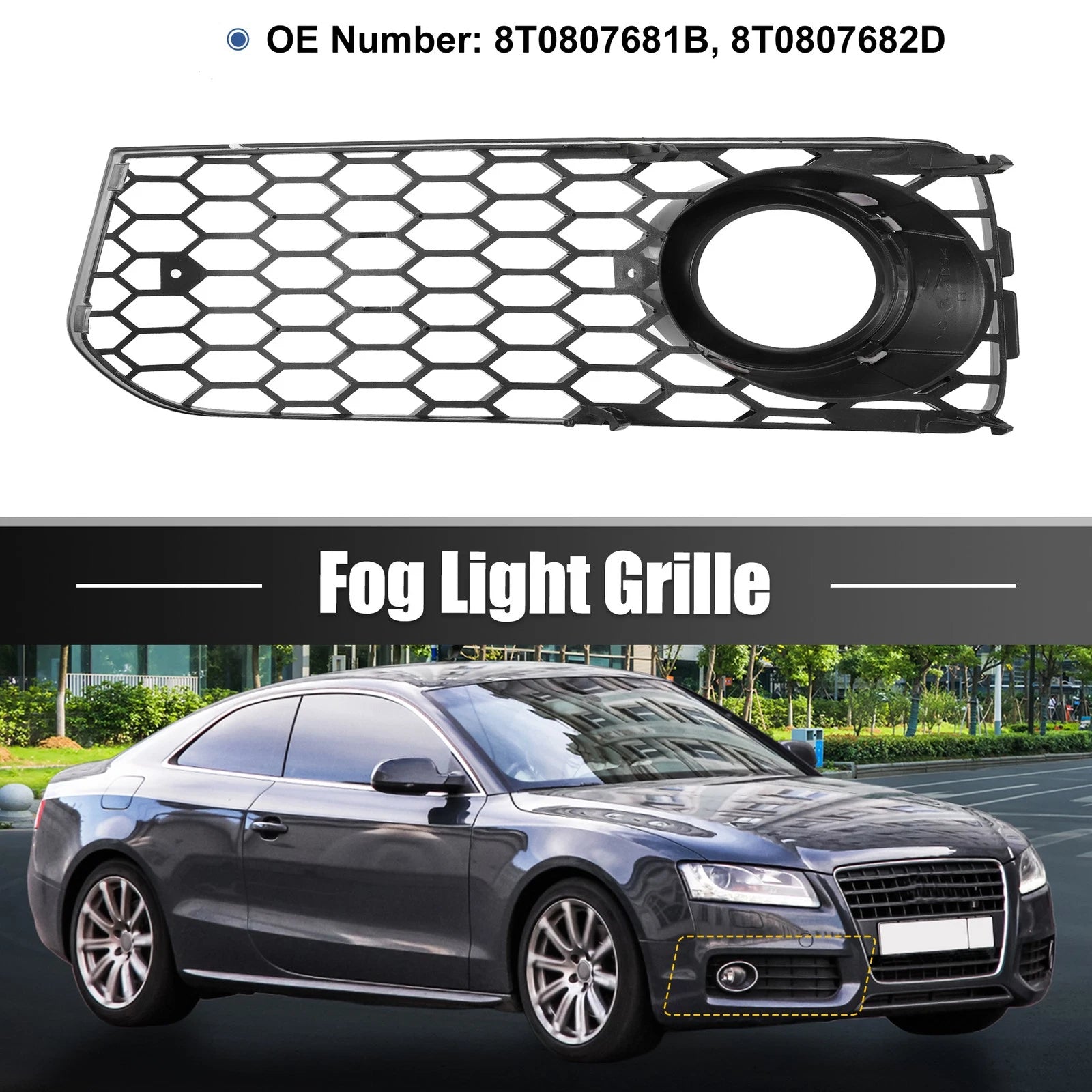 Pair Front Fog Light Mesh Grill Cover for Audi A5 S-Line (2008–2012)