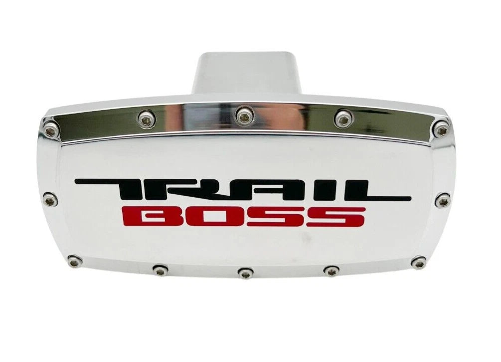 Hitch Cover Polished Chevy Trail Boss for 2 Inch Receiver with Allen Bolts (Fits)