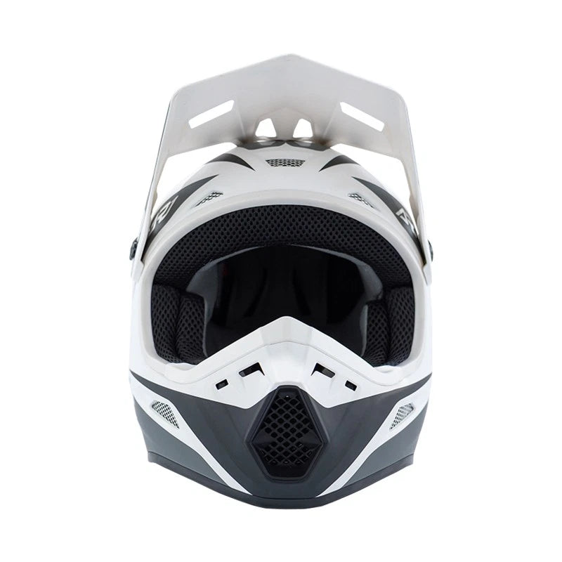 Mototown AR1 Helmet for Motorcycle Racing (Medium, Glossy White/Grey/Black)