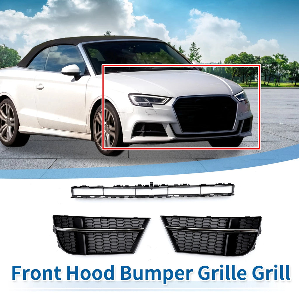 Front Lower Bumper Grille for Audi A3 A3PA (2017–2020) Black Sport Style