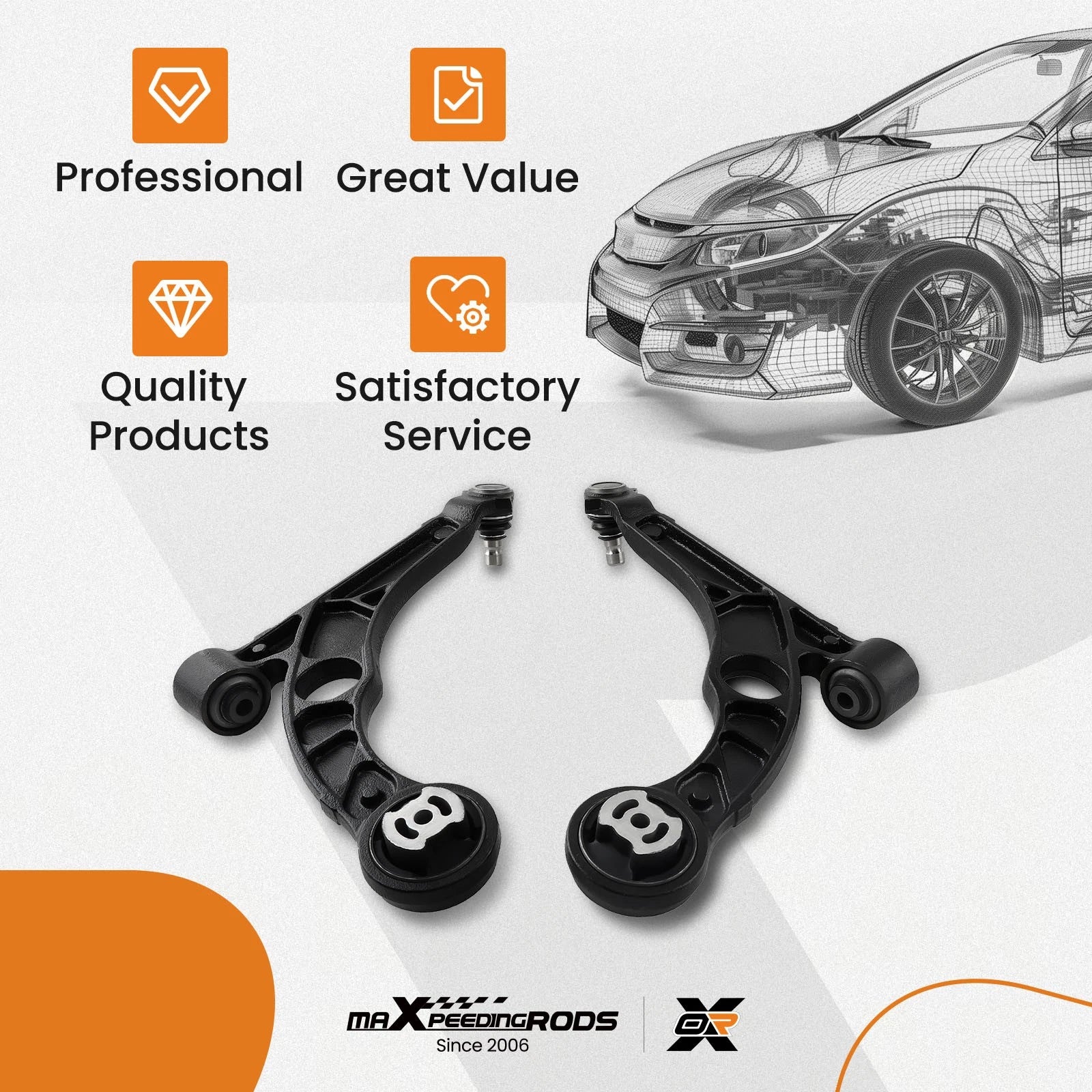 Set of 4 Front Lower Control Arms for Chrysler 200 Dodge Dart (2013–2016)