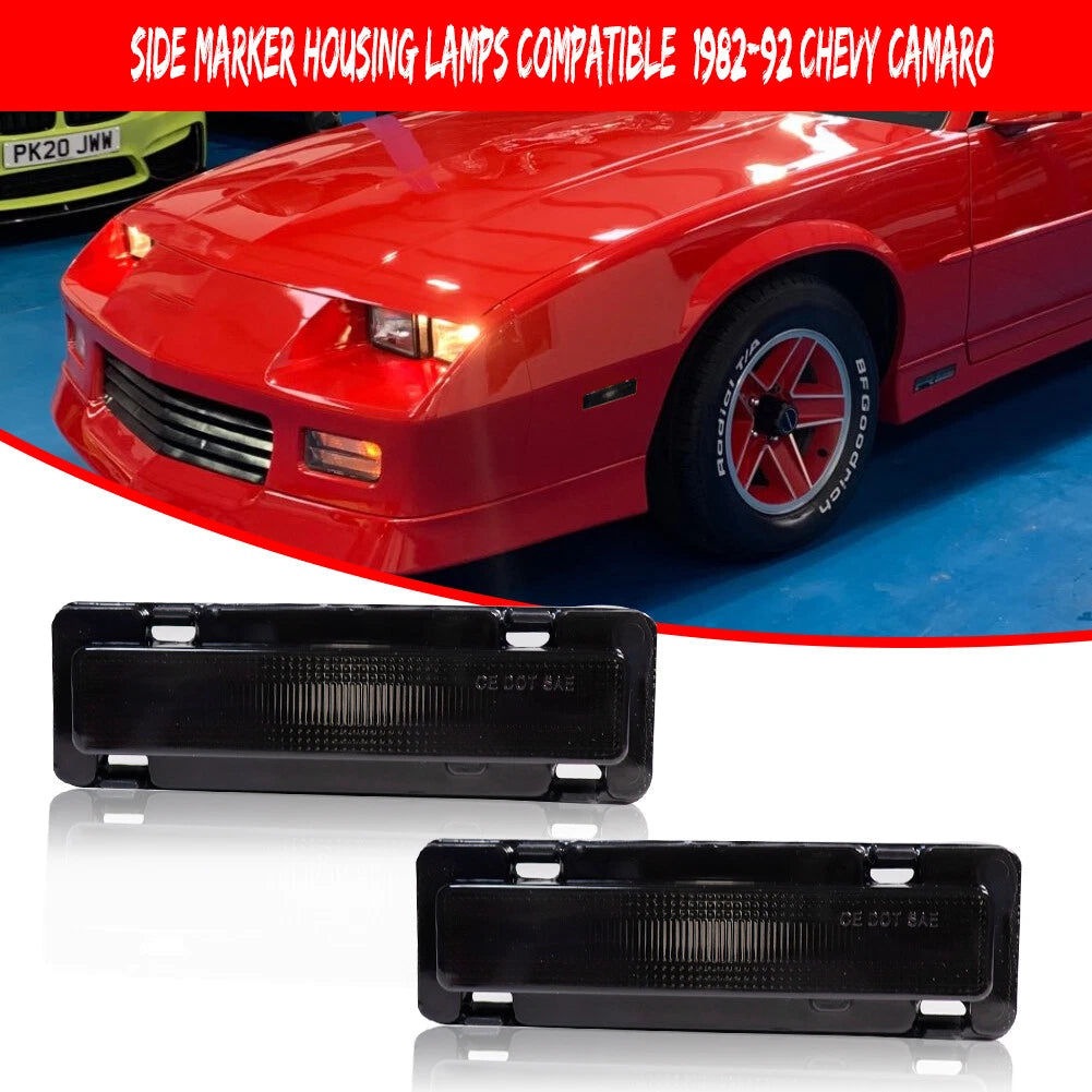 Smoked Front Side Marker Lights for Chevy Camaro Pontiac Firebird (1985–1992)