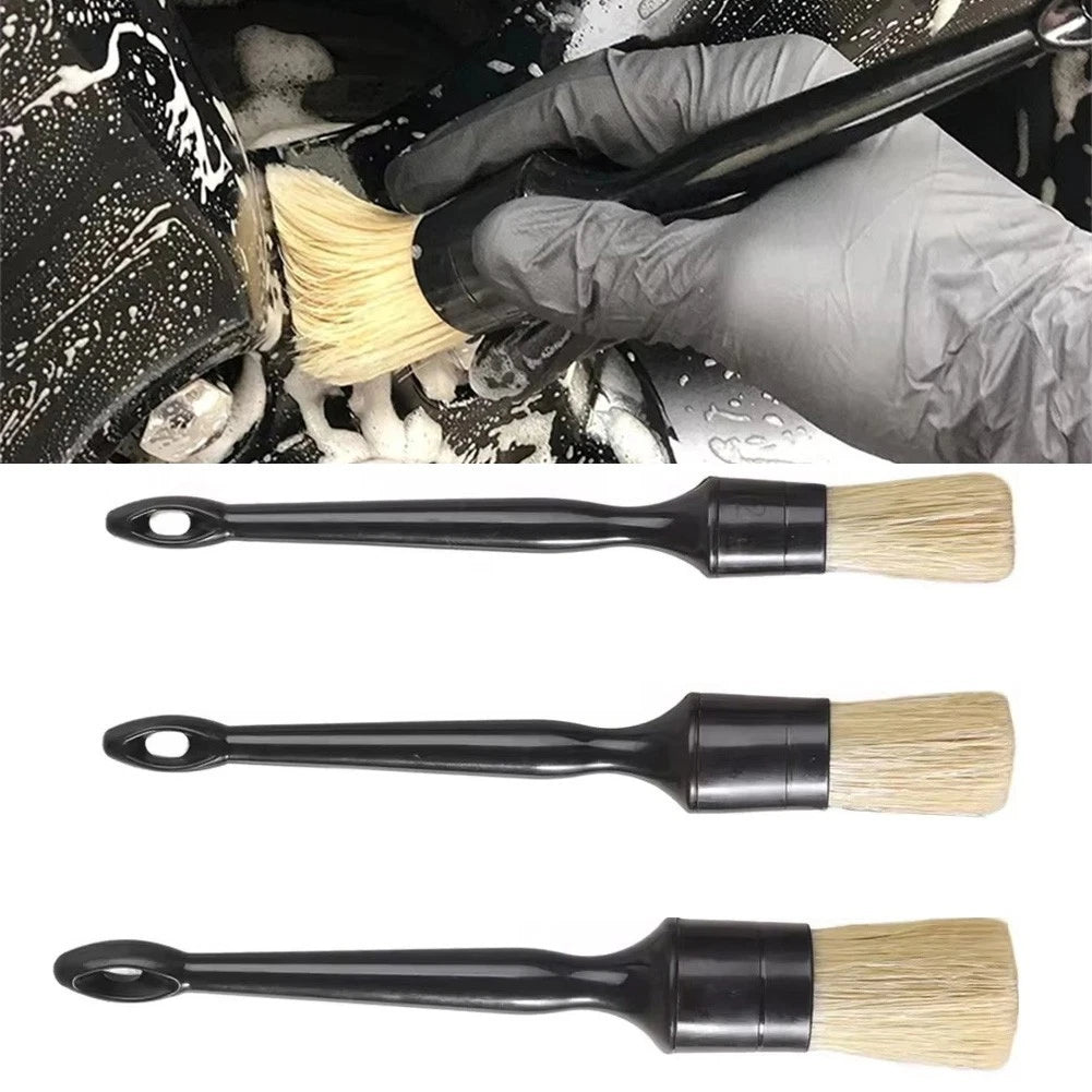 3X Car Cleaning Brushes for Interior Dashboard Vents Wheels and Rims