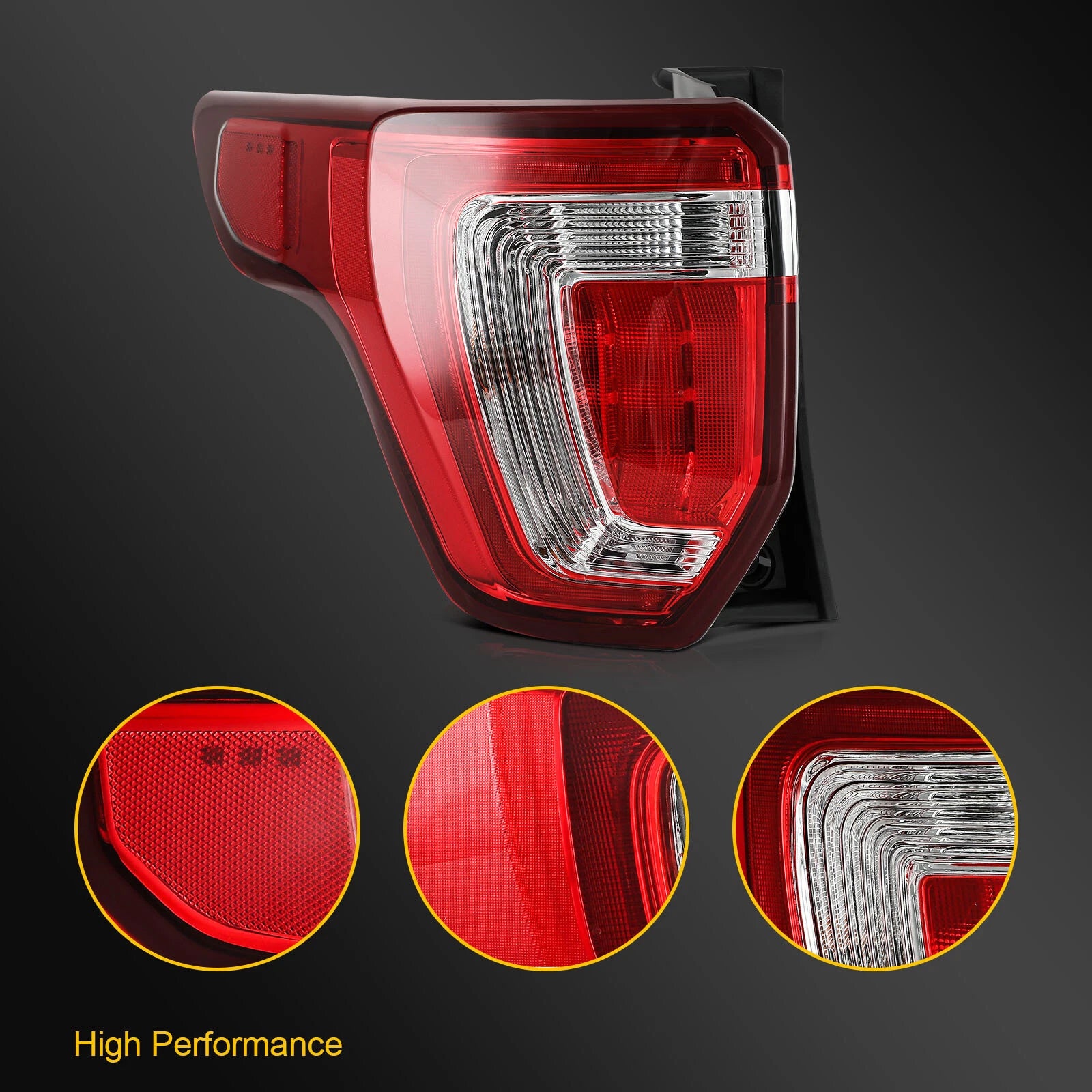 Left Taillight Assembly for Ford Explorer (2016–2019) LED Red Brake Lamp