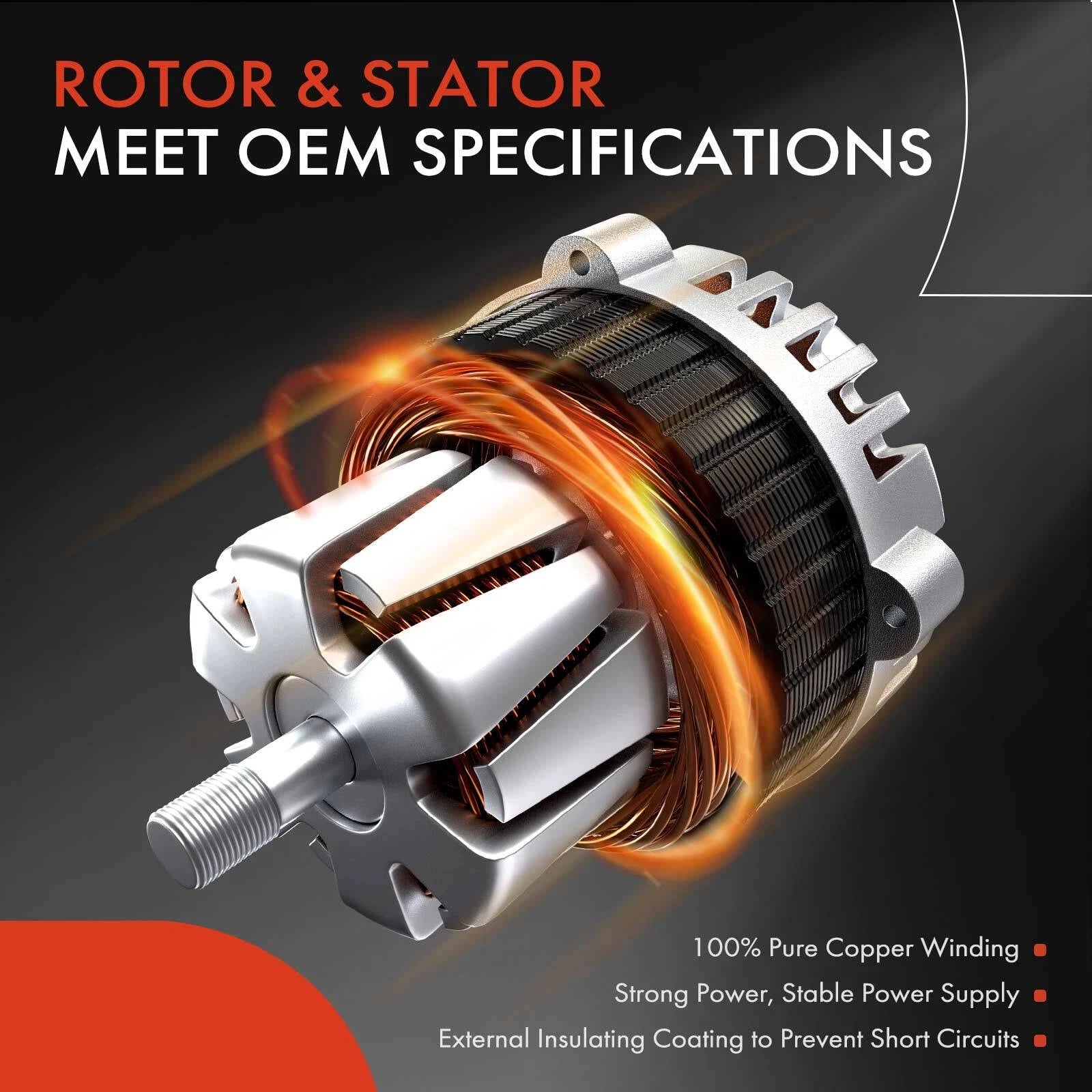 Alternator for Ford Fusion (2013–2020) 150A 6-Groove Pulley