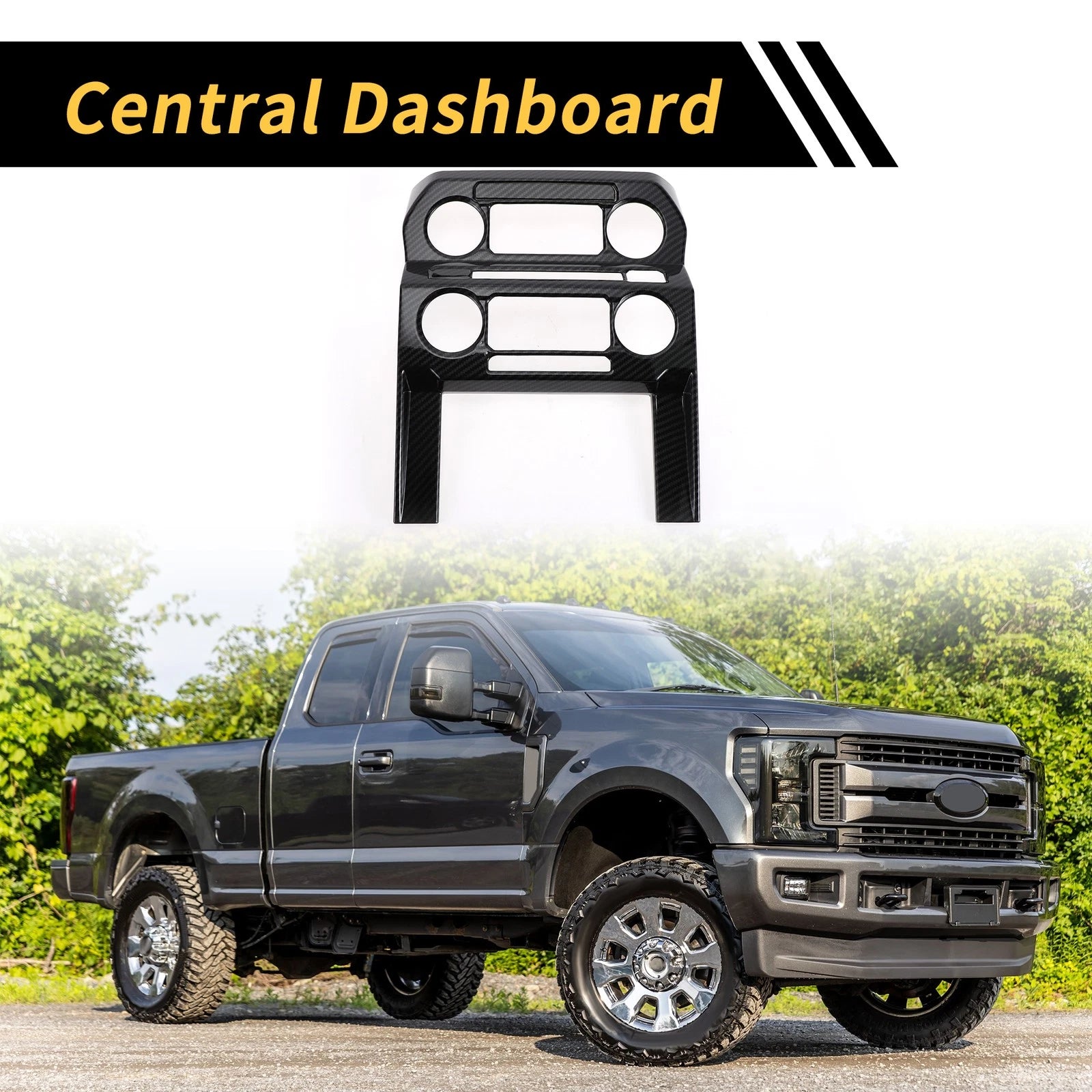 1 Pcs Central Control Panel Cover Trim for Ford F-150 (2015–2020) Carbon Fiber Black