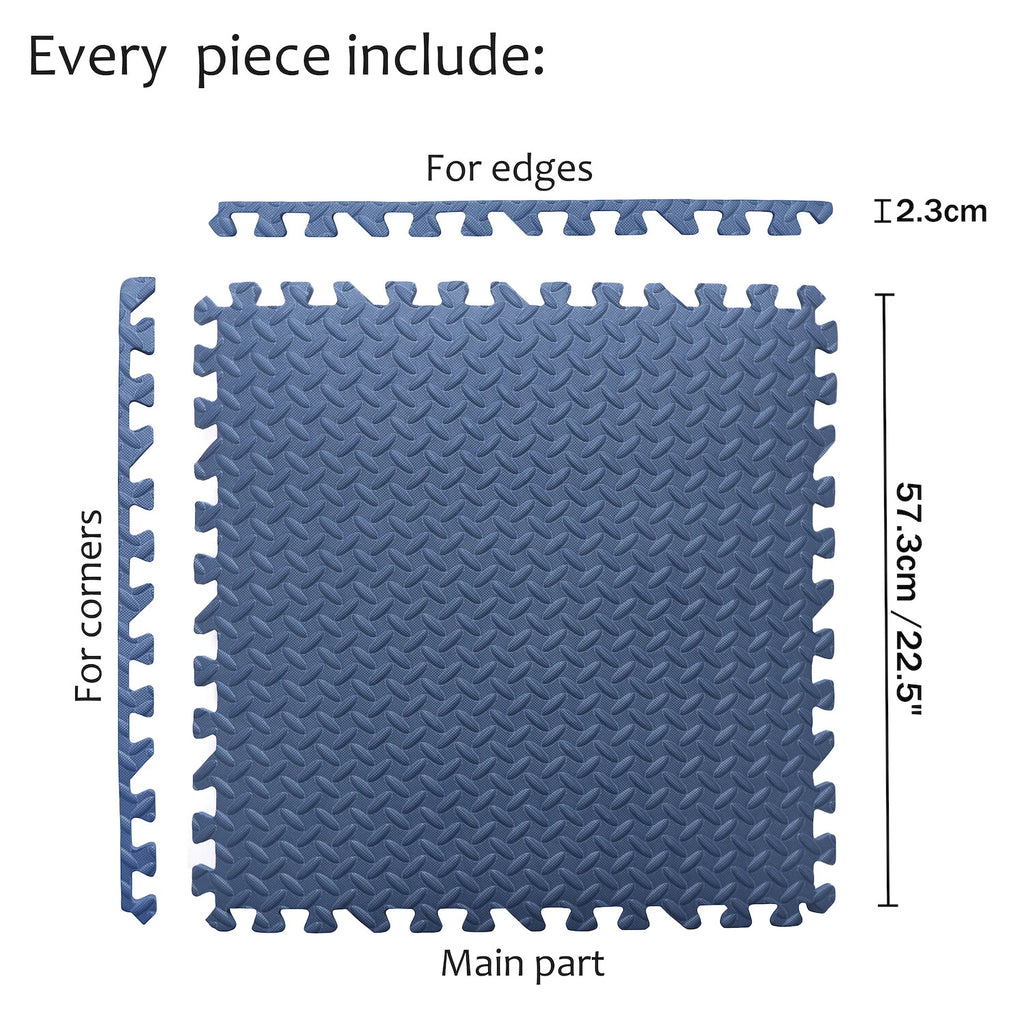 12X Interlocking EVA Foam Gym Floor Mats 24x24 - Blue