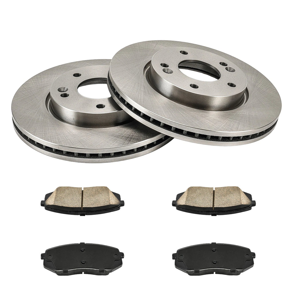 Front Ceramic Brake Pads and Rotors Kit for 2010 Kia Rondo (2010–2010)