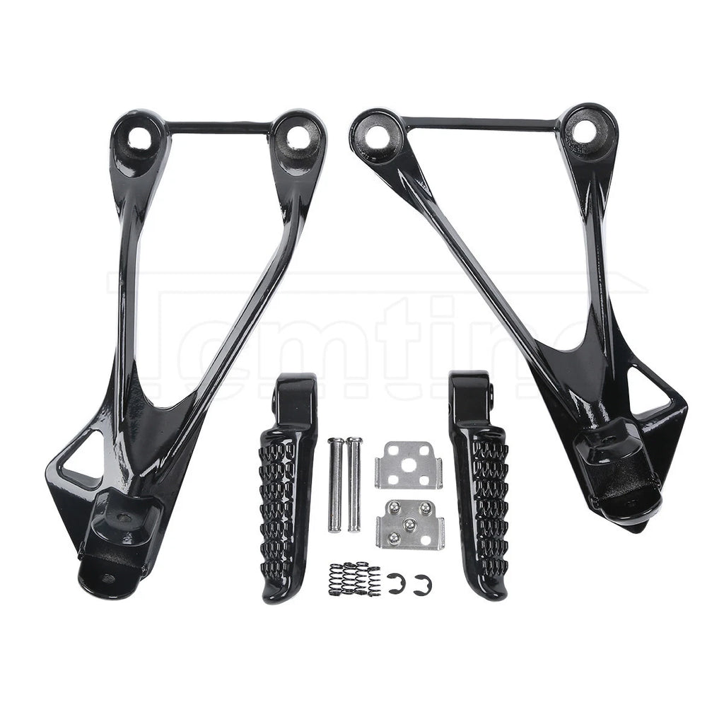 Black Rear Passenger Footpegs Footrest Bracket for Kawasaki Ninja ZX6R (2005–2008)