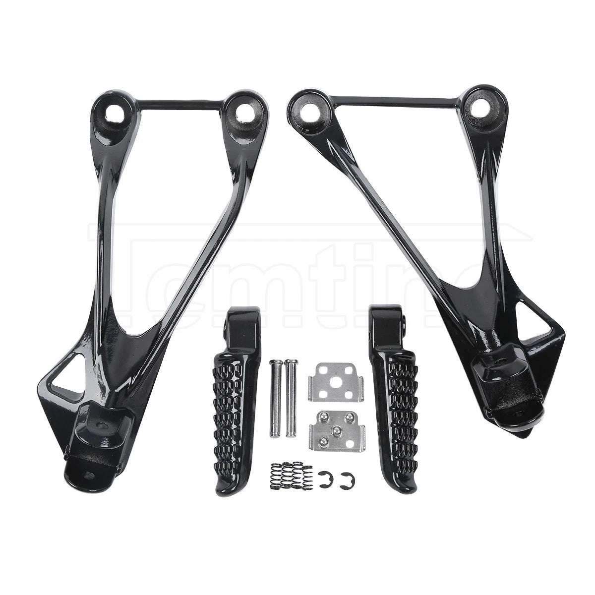 Black Rear Passenger Footpegs Footrest Bracket for Kawasaki Ninja ZX6R (2005–2008)