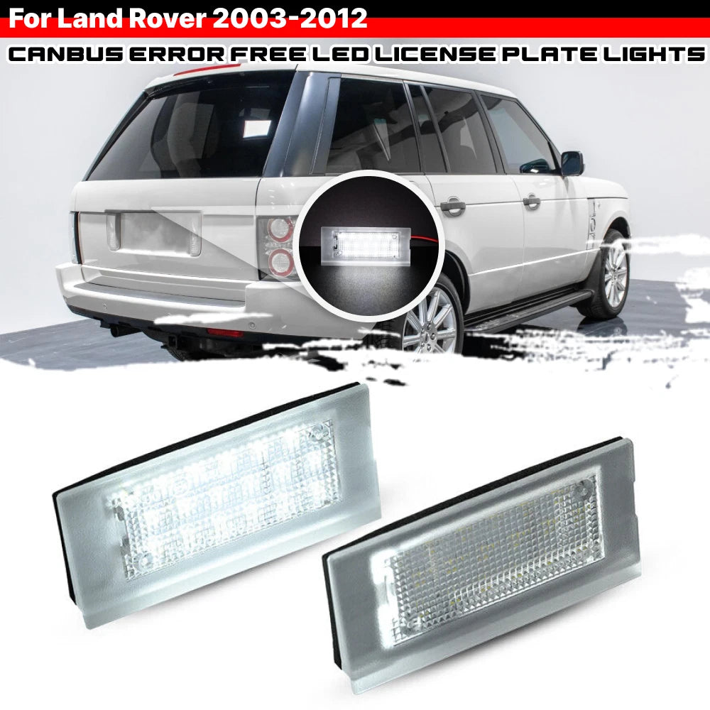 Pair of White LED License Plate Light Lamps for Land Rover Range Rover (2003–2012)