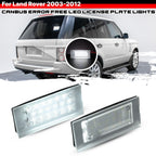 Pair of White LED License Plate Light Lamps for Land Rover Range Rover (2003–2012)