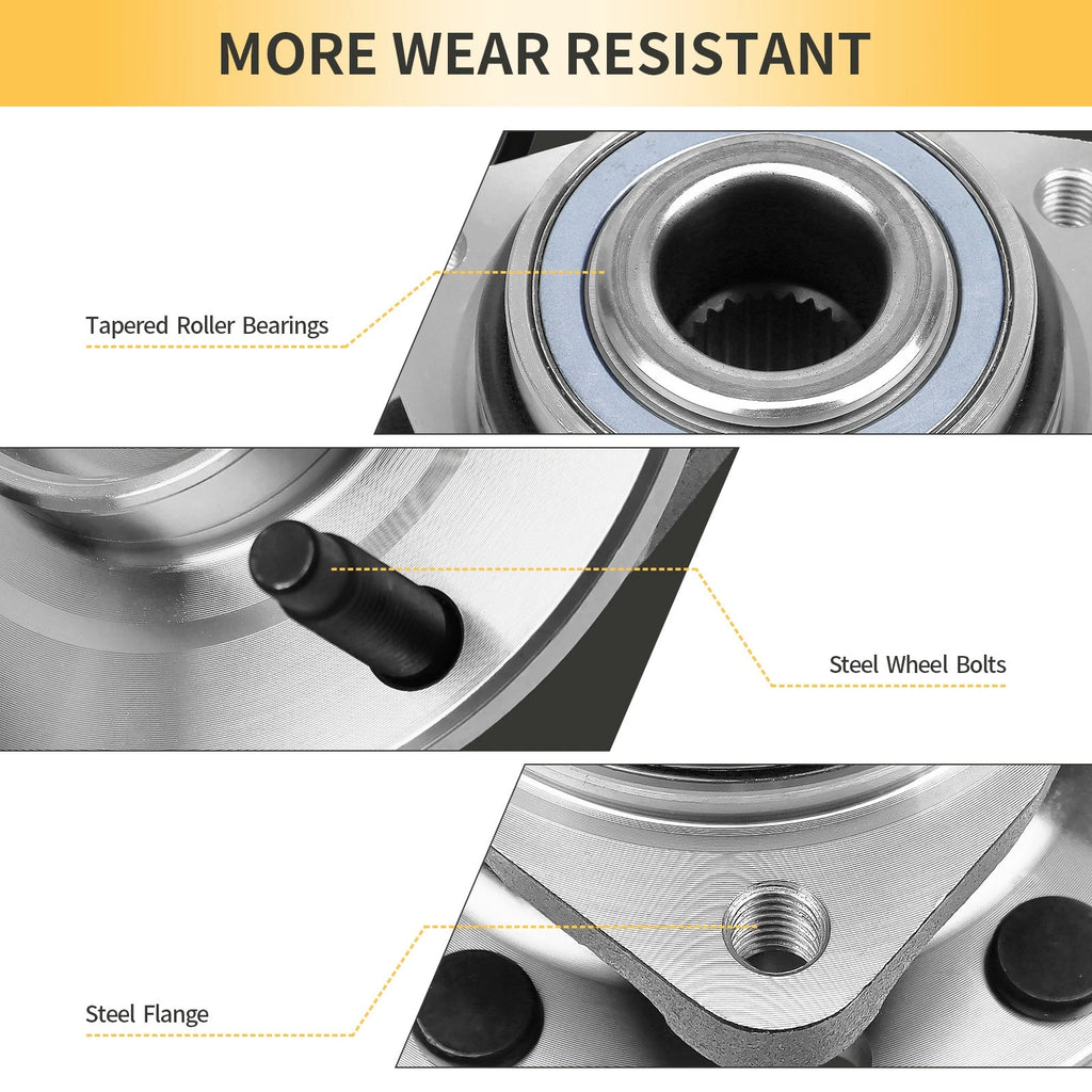Front Wheel Bearings and Hubs for Chevy Blazer S10 GMC Jimmy (1997-2005)