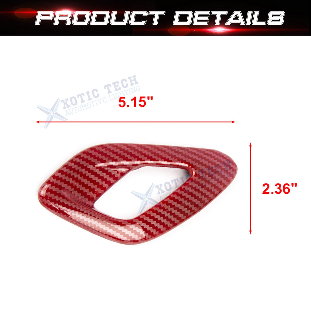 2PCS Red Carbon Fiber Interior Door Handle Cover for Dodge Challenger (2015-Up)