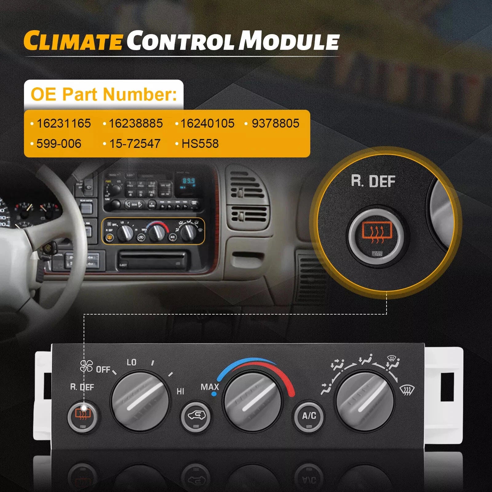A/C Heater Climate Control Module for Chevy Suburban Tahoe GMC Yukon (2000–2006)