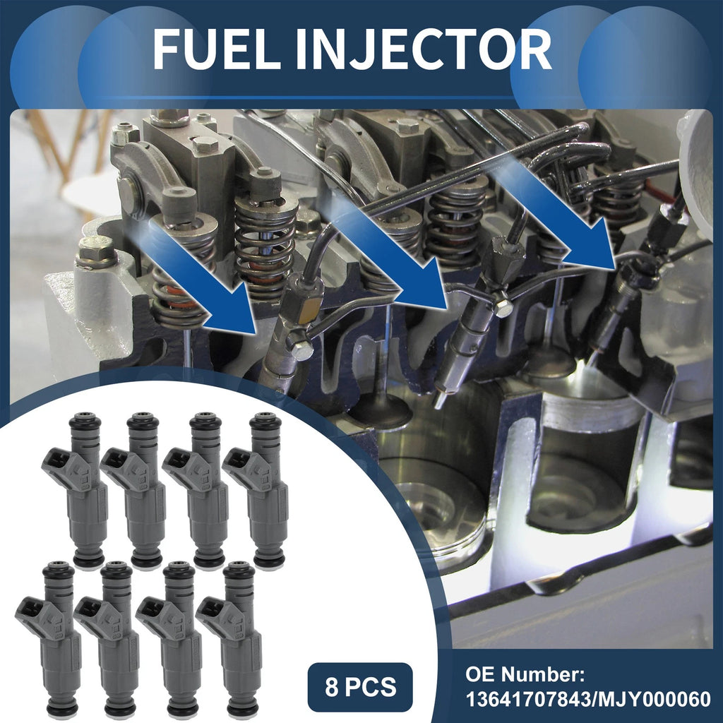 Set of 8 Fuel Injectors for BMW 540i Base (1999–2003) No.13641707843