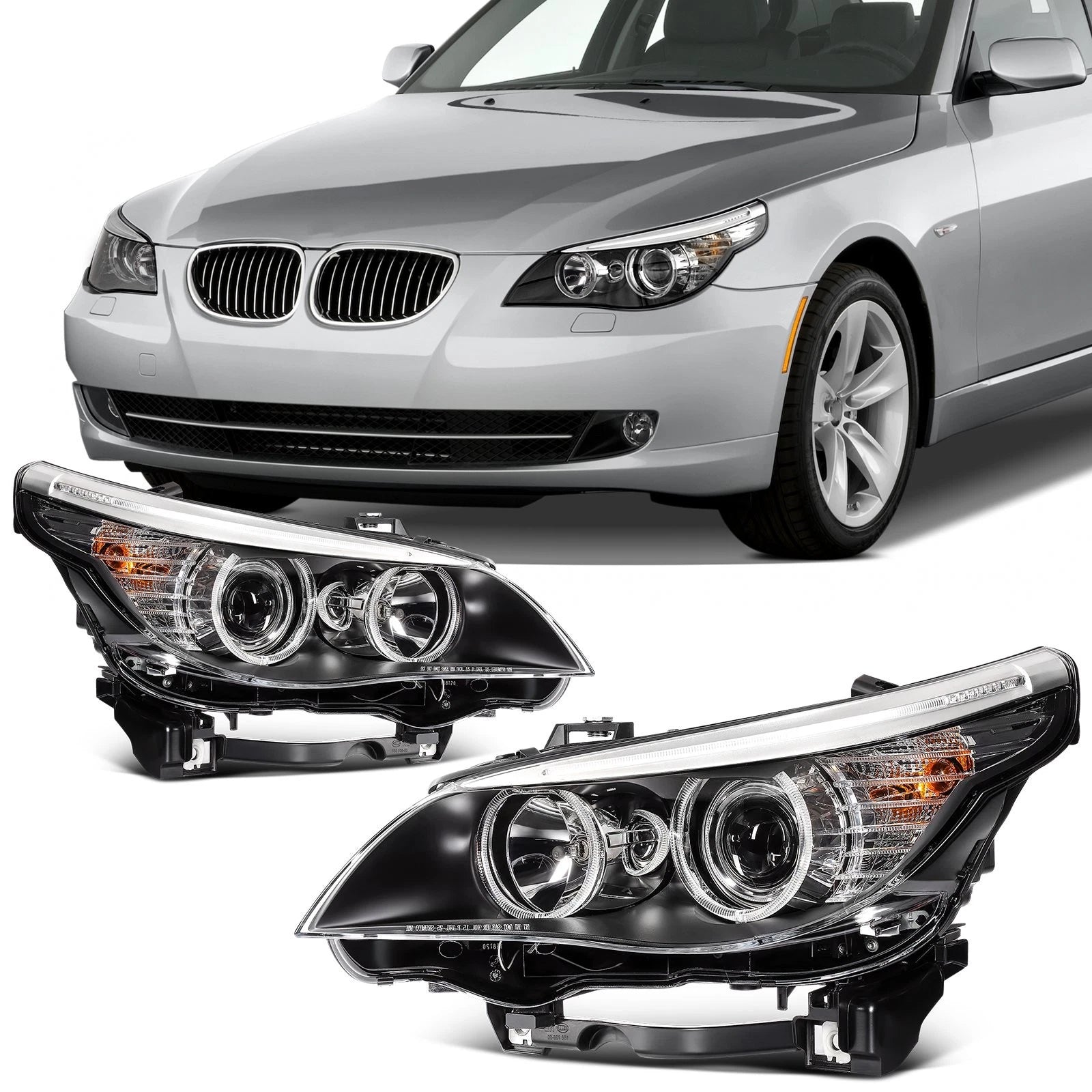 Pair Headlights for BMW 5-Series E60 E61 550i 528i 535i xDrive (2008–2010)