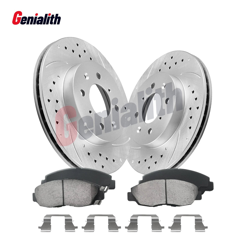 Front Drilled Slotted Brake Rotors & Ceramic Pads for Honda Civic (1996–2005)