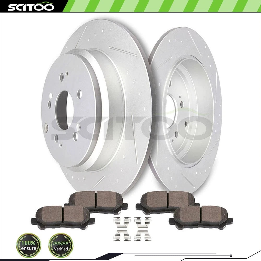 Rear Brake Rotors and Ceramic Pads for Honda Pilot EX-L EX (2012–2015)