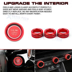Red AC Climate Knob & Engine Start Button Cover for Honda Civic (2022-2024)