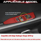 Red Carbon Fiber Door Window Lift Button Panel Trim for Dodge Challenger (2015-2024)