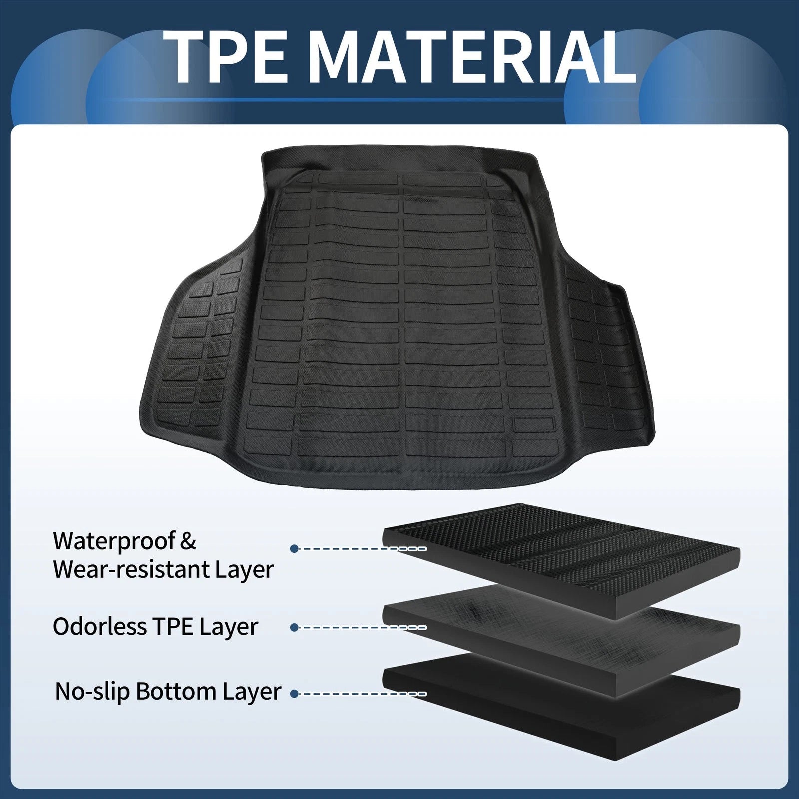 Trunk Mat for Honda Accord (2018–2024) TPE Cargo Liner Replacement Black