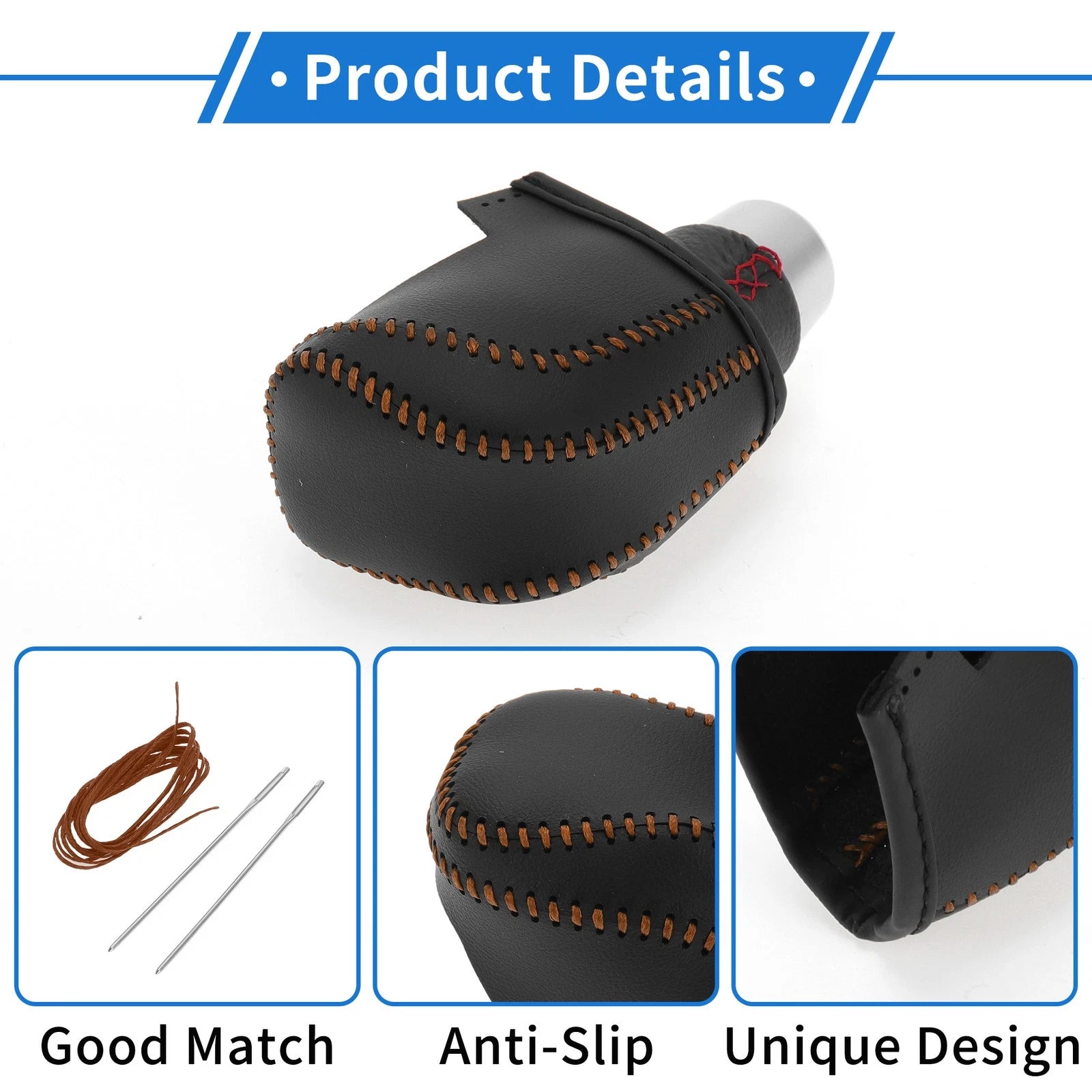 Gear Shift Knob Cover for Toyota Camry (2018–2023) Black Brown Faux Leather