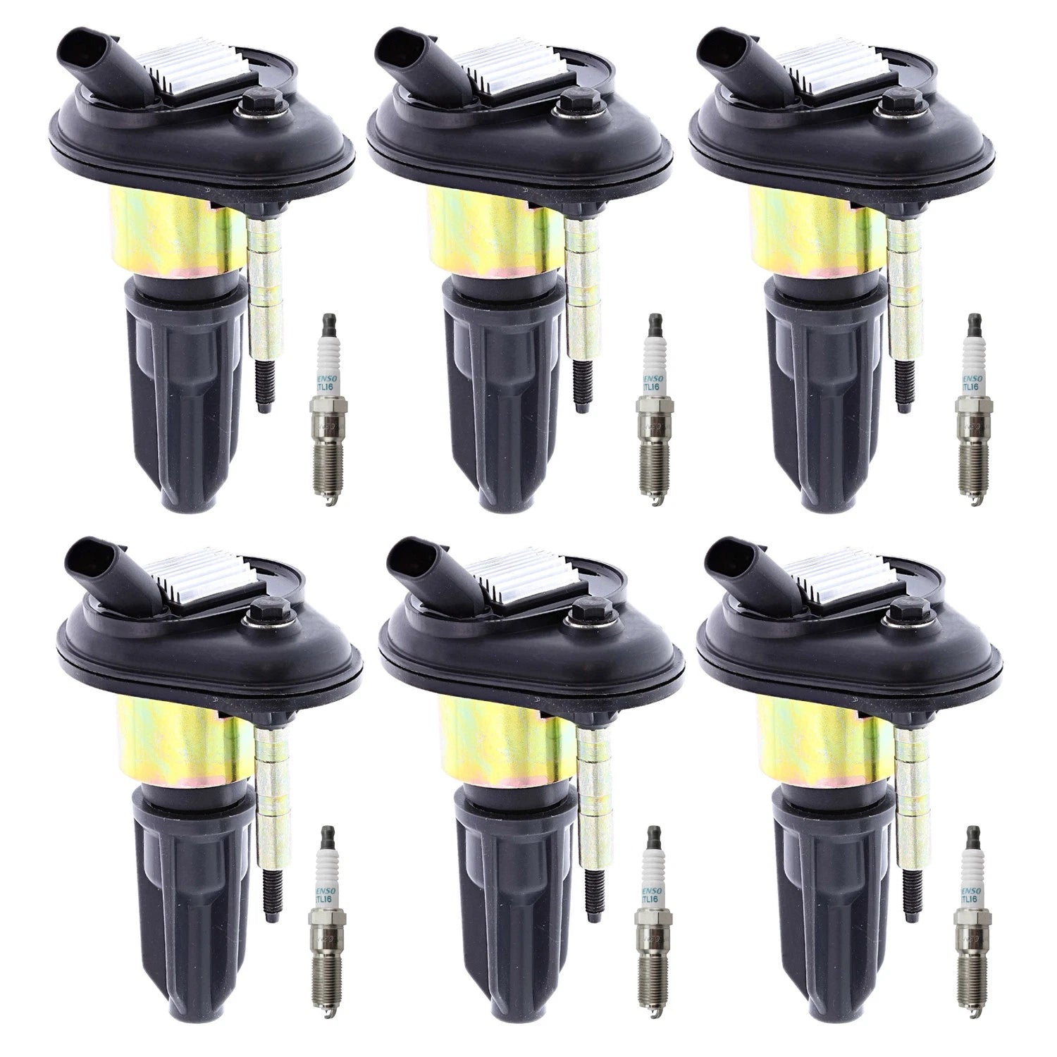 Denso 6 Ignition Coils & Iridium Spark Plugs Kit for Ascender Envoy Rainier (2002–2008)