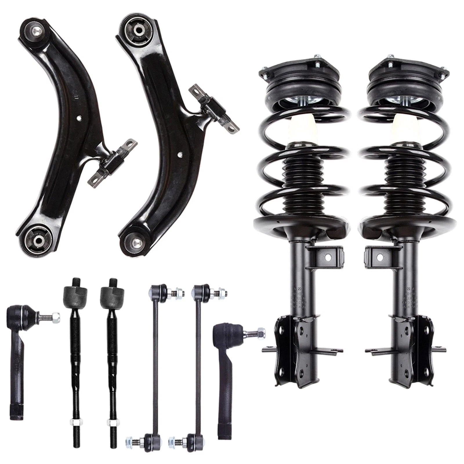 10pcs Front Quick Struts Control Arms Tie Rods Kit for Nissan Sentra (2007–2012)