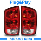 DOT tail lights brake lamps w/bulbs for Dodge Ram 1500 2500 3500 (2002–2006)