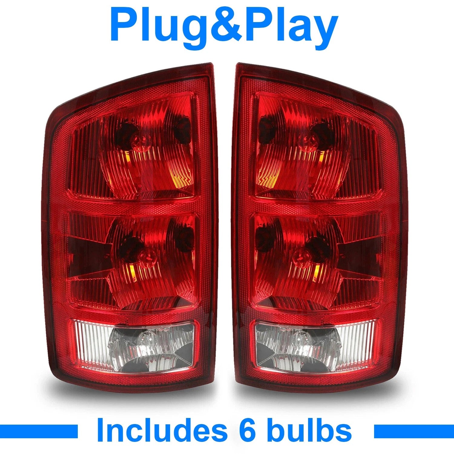 DOT tail lights brake lamps w/bulbs for Dodge Ram 1500 2500 3500 (2002–2006)
