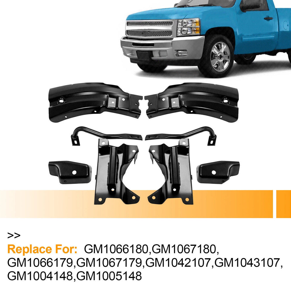 Set of 8 Front Bumper Mounting Support Brackets for Chevrolet Silverado 1500 (2007–2013)