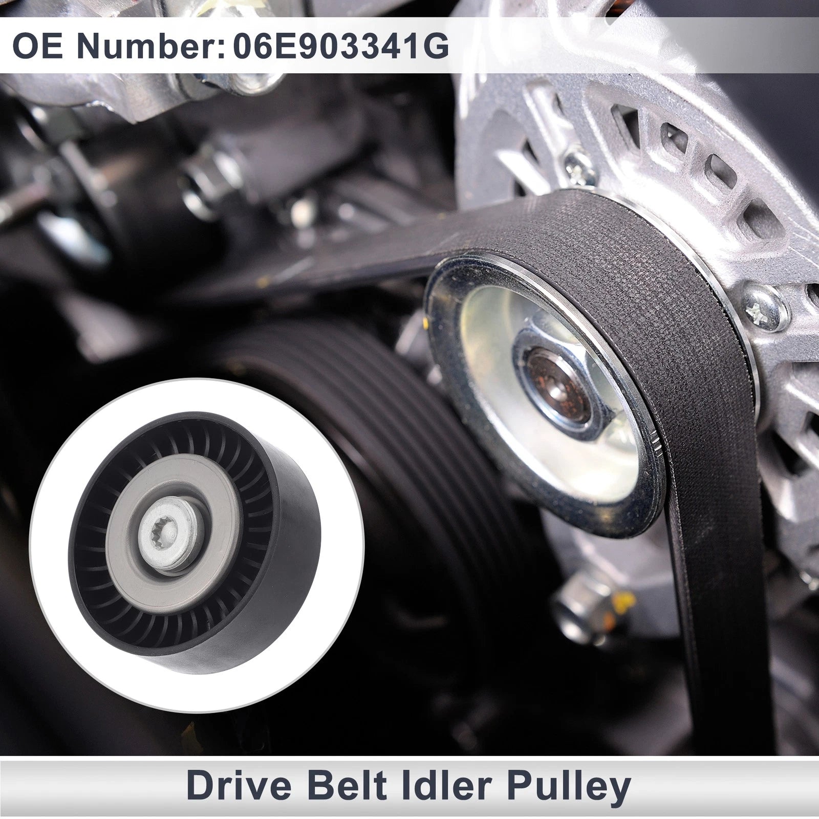 Drive Belt Idler Pulley for Audi A5 (2005–2016) No. 06E903341G Black