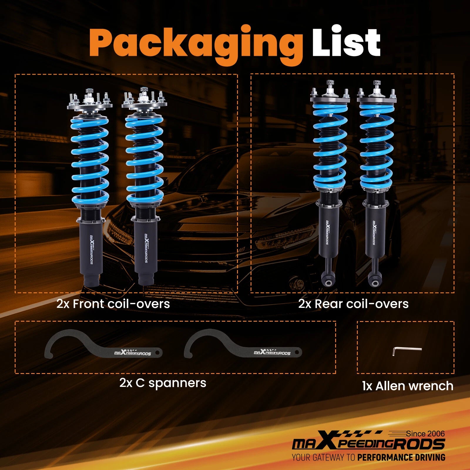 Coilovers 24 Way Damping Adjustable for Honda Accord (2003-2007)