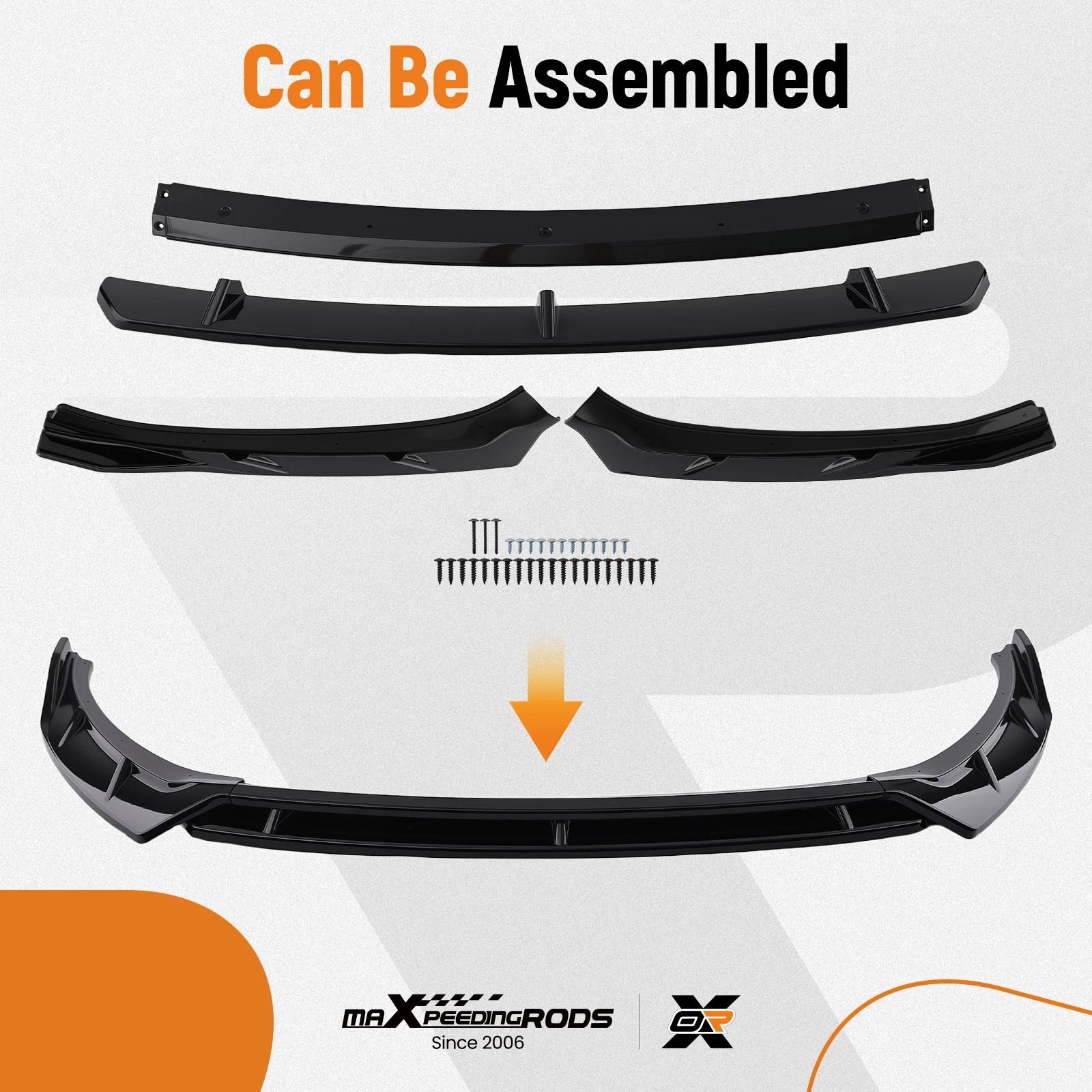 Set of 4 Black Front Bumper Splitter Lips for KIA K5 (2021-2024)