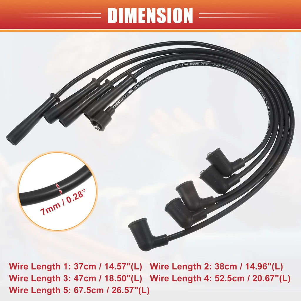5pcs Spark Plug Wire Ignition Coil Cable No. 22450-01A27 for Mazda MX-6 626 (1988)